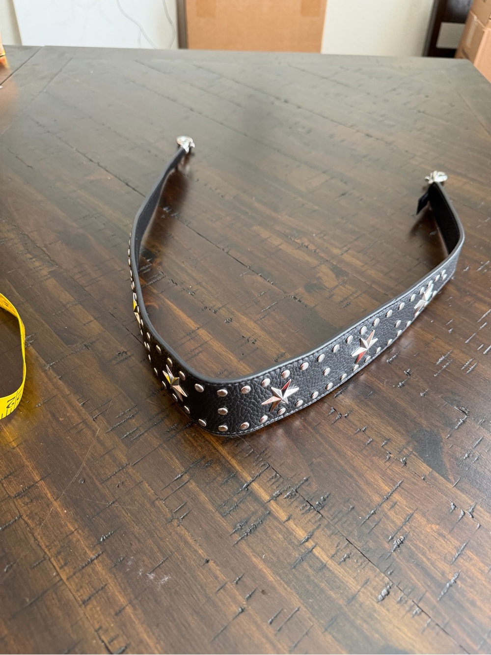 Marc Jacobs Black Leather Shoulder Strap with Silver Star Studs